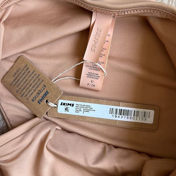 SKIMS Signature Swim Bandeau Bikini Top & Mid Waist Bottom Orche Bottom Size S - Picture 6 of 8